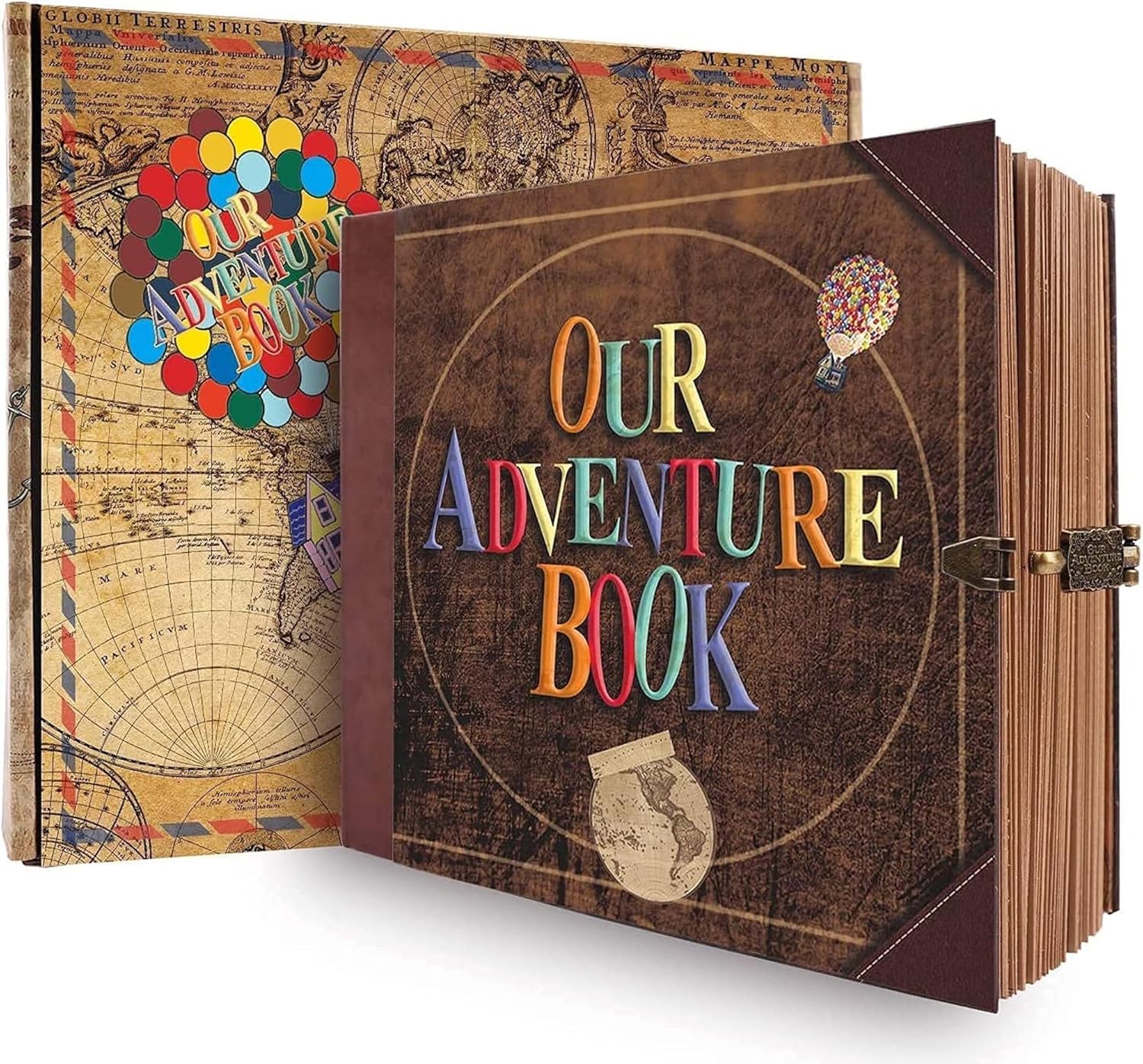 JIMBON Our Adventure Book Scrapbook Photo Album Retro Style Embossed Letter Cover Travel Diary Journal Scrap Book Kit For Couples,Memory Book For Anni